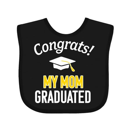 

Inktastic Congrats! My Mom Graduated with Cap Gift Baby Boy or Baby Girl Bib