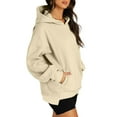 thumbnail image 2 of XPMWRP Women's Oversized Solid Color Hooded Sports Sweatshirt Long Sleeve Casual Trendy Pullover Tops Winter Warm Soft Loose Clothes with Pockets Yellow XL, 2 of 7