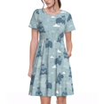 thumbnail image 1 of Bixox Robe d'Été à Manches Courtes pour Femmes Robe Ample Longueur Genou avec Poches Hippopotame Mignon, 1 of 7