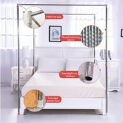 WOOW DEPOT 4 Corners Bed Mosquito Netting Canopy Frame Stainless Steel Post Twin Full Queen King Size