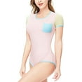 thumbnail image 2 of CutiePlusU Cotton Button Crotch Bodysuit Adult Romper Onesie Pajamas Splicing Style Pink XS, 2 of 5