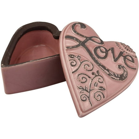 Rose Remembrance Box - Matte Rose Ceramic Heart Shaped Love Box