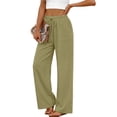 thumbnail image 5 of Fantaslook Linen Wide Leg Pants for Women Flowy Palazzo Drawstring Elastic Waist Trousers with Pockets Summer Beach Vacation Clothes, 5 of 10