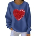 thumbnail image 3 of Itsame Women Long Sleeve Heart T-Shirts Valentine's Sweatshirt Loose Crew Neck Tops Blue Size L, 3 of 5