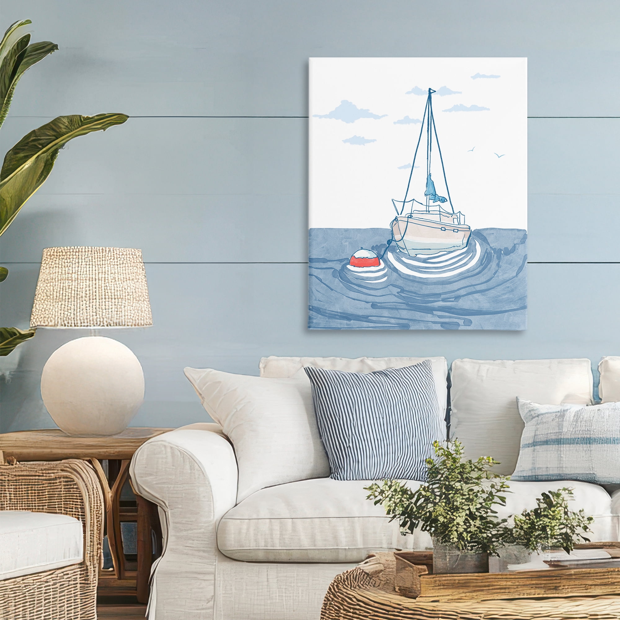 Stupell Industries Cool Tone Sailboat Floating Canvas Wall Art, design by Melissa Tilley