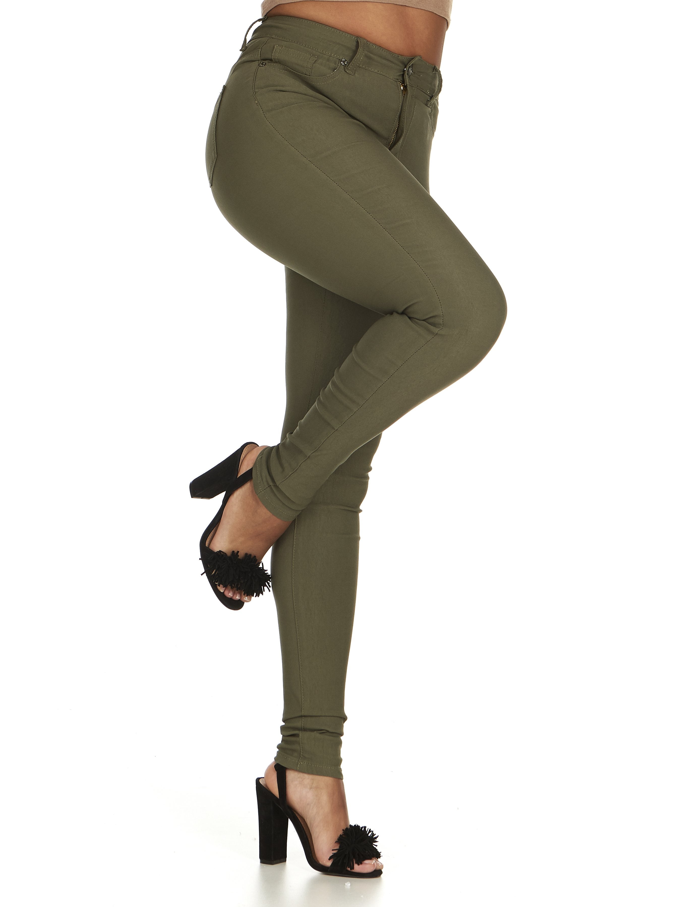 high waisted olive green jeans