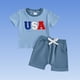thumbnail image 5 of Conjuntos de blusas y camisas de cuello redondo y manga corta, ropa informal de verano para bebé, pantalones cortos de manga corta con letras bordadas para niño, conjunto de dos piezas, trajes de poli, 5 of 6