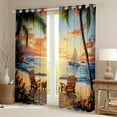 thumbnail image 2 of Erosebridal Hawaii Beach Curtains Pack of 2 (38x45), Summer Holiday 30%-50% Blackout Curtains for Bedroom, Romantic Sunset 30%-50% Black Out Curtains, Window Drapes Room Decoration, 2 of 6