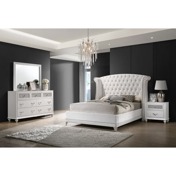 Coaster Barzini 4-Piece Eastern King Bedroom Set, White
