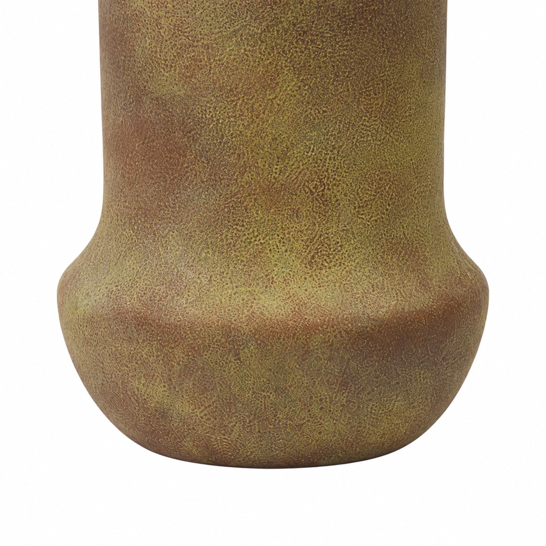 DecMode 10" Antique Style Textured Red Ceramic Vase with Yellow Shadings and Handles