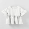 thumbnail image 5 of Jalioing Toddler Baby Girls Cotton Tops Ruffle Short Bell Sleeve Crewneck Shirts Summer Cute Cotton Blouses, 5 of 6