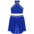 thumbnail image 3 of Linjinx Lyrical Dance Dress for Girls Ballroom Outfit Modern Dance Outfits Crop Top with Skirt Set Blue 6, 3 of 7