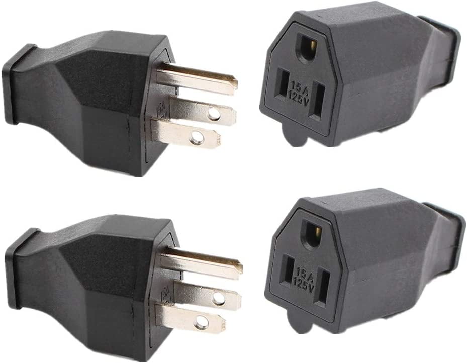 4Pack Straight Blade Plug, Male Female Replacement Plug,3Wire Male