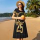 thumbnail image 4 of Balery 2025 Happy New Year Vestidos sueltos de manga corta para mujer, vestidos de verano 2025, vestidos casuales de corte A con vuelo., 4 of 6