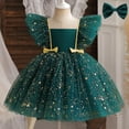 thumbnail image 4 of Toddler Girls Bowknot Dress Ruffle Sleeveless Kids Tulle Tutu Christmas Dress Holiday Festive Wedding Party Birthday Fall Winter Princess Dress Green 3-4 Years, 4 of 7