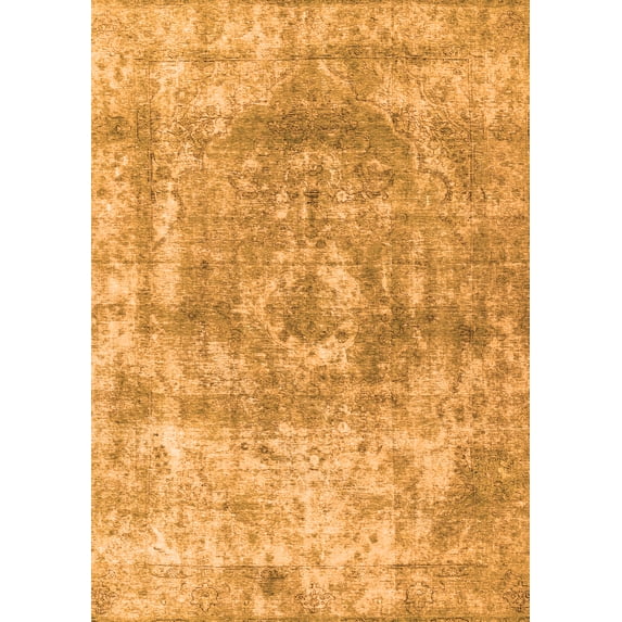Ahgly Company Indoor Rectangle Abstract Orange Contemporary Area Rugs, 7' x 10'