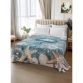 thumbnail image 2 of Blue Jellyfish Coastal Flat Sheet Only Twin Size, Soft Breathable Bed Top Sheets for Mattress, Summer Beach Nautical Starfish Coral Luxury Bedding Flat Sheets for Home Hotel Bedroom Bed Protection, 2 of 9