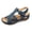 Blue, variant on Womens Wedge Sandals Retro Splice Leather Open Toe Comfortable Walking Shoes Ankle Strap Casual Slip on Summer Footwear Blue Size 7