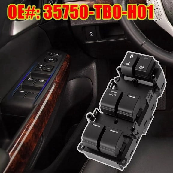 Direct Replacement Window Switch for Honda Accord 2008-2012 Driver Side, Replaces 35750 TB0 H01, 1-Pack