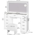 thumbnail image 4 of YITAHOME Vanity Desk Set with Large LED Lighted Mirror & Power Outlet, Glass Top Vanity with 11 Drawers and Magnifying Glass, 46'' Makeup Vanity with Storage Bench for Bedroom, Pearl-White, 4 of 8