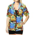 thumbnail image 3 of HAPPY BAY Women's Short Sleeve Summer Blouses Fashion Hawaiian Shirt Button Down Vacation Holidays Womens Tops And Blouses S Sunflower, Turtle, 3 of 4