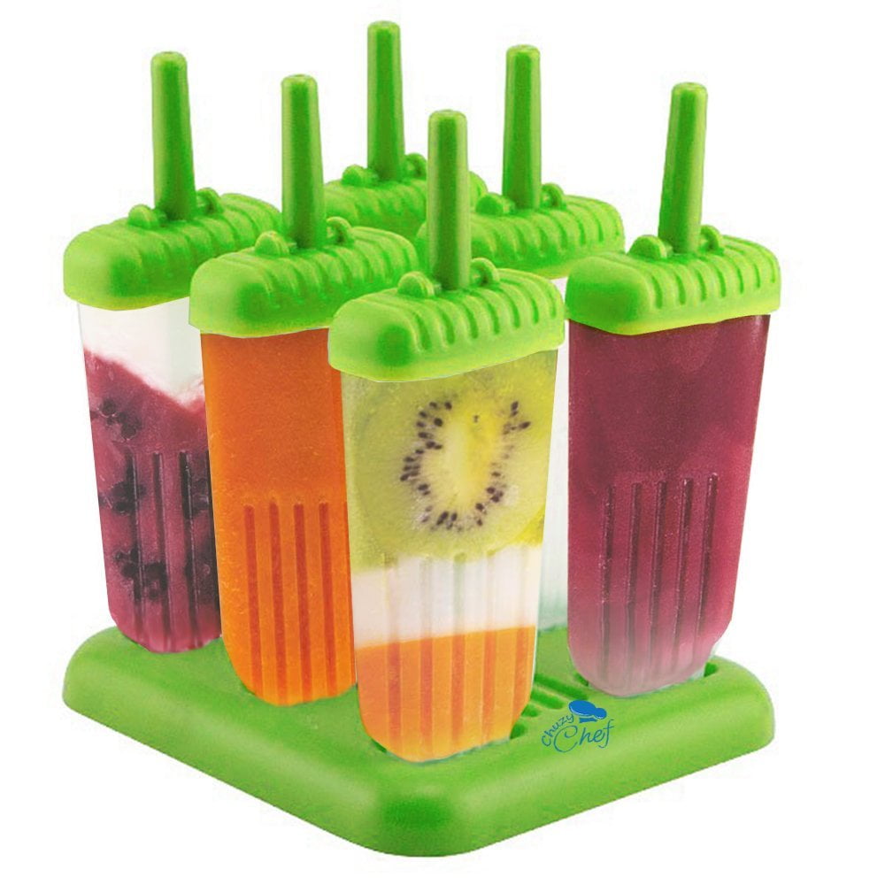BAKHUK Ice Popsicle Mold Plastic Ice Pop Mold Maker with Silicone Funnel and Cleaning Brush Green 