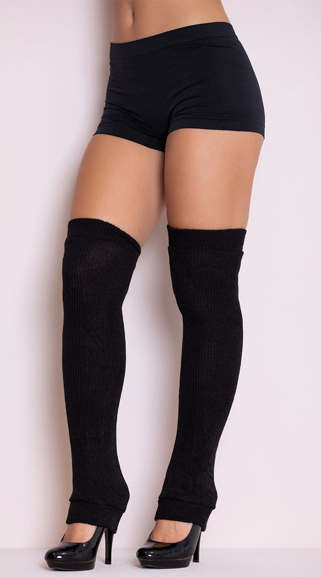 LEG WARMERS BLACK OPAQUE OVER THE KNEE THIGH HIGH STAY UP AUSSIE SELLER 
