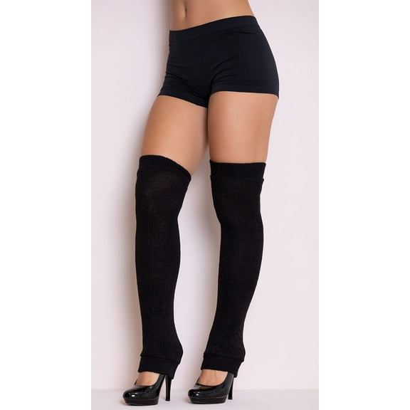 Music Legs Thigh High Leg Warmers, Black Leg Warmers