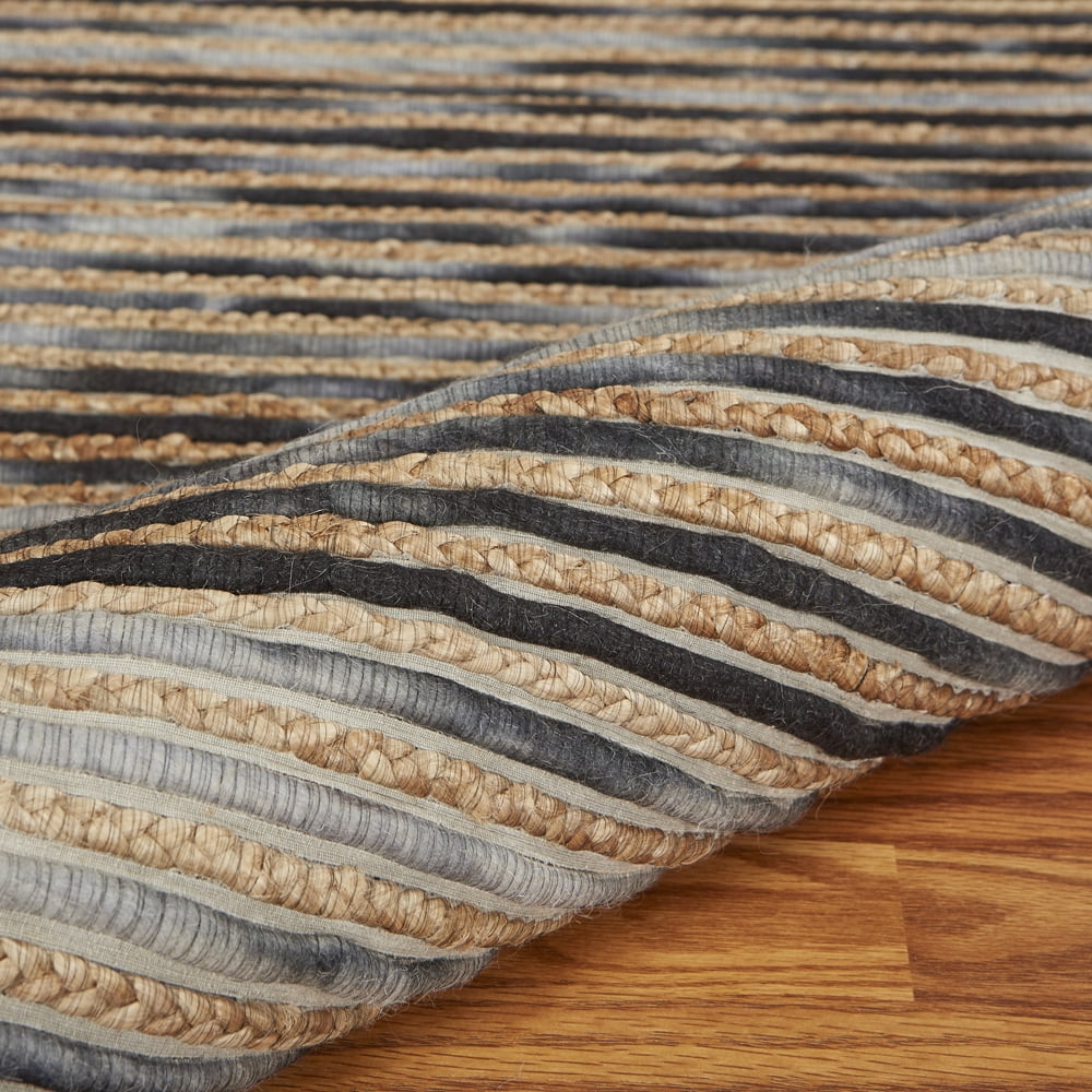 Ox Bay Topanga Braided Jute Charcoal 9 Feet x 12 Feet Striped Area Rug