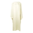 thumbnail image 4 of Women Summer Batwing Sleeve Satin Abaya Islam Muslim Maxi Dress Kaftan Women's Long Dress With Batwing Sleeves And A Half-High Neckline Solid Color Dress For Women Beige One Size, 4 of 5