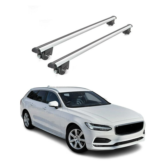 OMAC 220 Lbs Luggage Roof Rack Cross Bars for Volvo V90 2018-2021 Gray 2 Pcs Anti-Theft for Travel Kayak Canoe Surf Ski Snowboard Camping