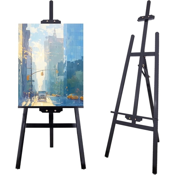 Easel Stand for Painting, Adjustable Wooden Easels for Painting Canvas Up to 42", Folding Art Easel for Drawing, Wedding Sign and Poster, Suitable for Kids and Adults(Black)