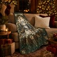 thumbnail image 3 of Winter Forest Deer Family Snowflakes Holiday Garland Nostalgic, Peaceful Mountain Lake Scene, Warm Flannel Blanket for Cabin and Lodge, Outdoor Lovers Camping Gift, Festive Home Decor, 3 of 9