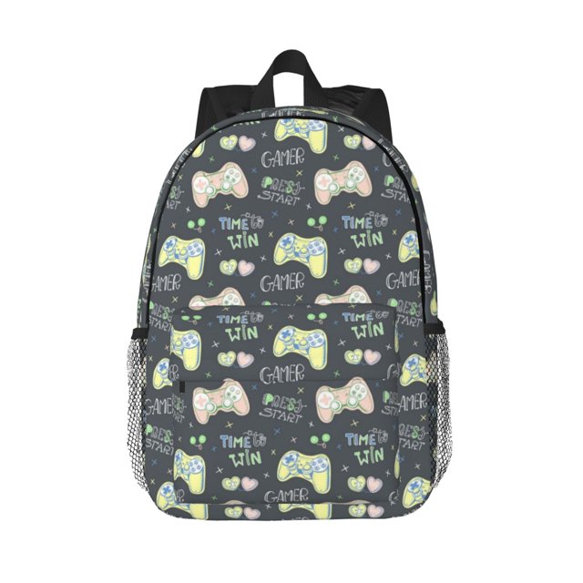 Lukts Gamers Pattern 15 Inch Student Backpack, Waterproof Laptop Backpack with Adjustable Shoulder Straps, Lightweight Travel, Campus Backpack, Unisex