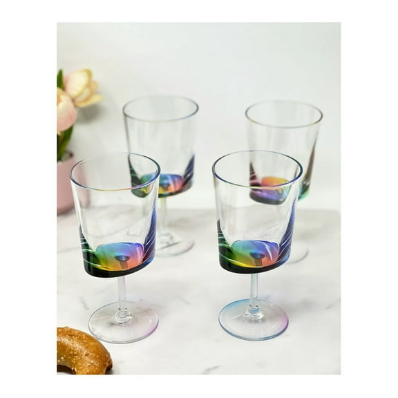 Oval Halo Plastic Wine Glasses Set of 4 (12oz), BPA Free Acrylic Wine Glass Set, Unbreakable Red Wine Glasses, White Wine Glasses Clear   Acrylic