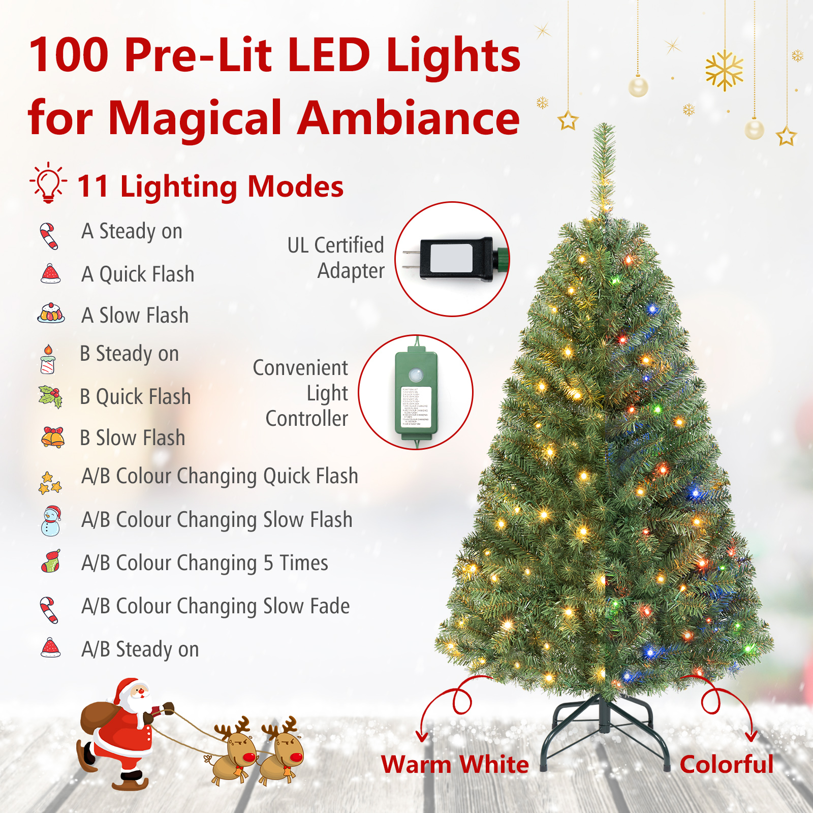 Costway 4' Pre-Lit Artificial Christmas Tree 100 LED photo 7