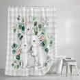 thumbnail image 4 of Easter Bunny Small Stall Shower Curtain, Waterproof Shower Curtains for Bathroom, Eucalyptus Leaves Grey Checkered Farmhouse Washable Fabric Bath Curtain for Bathtub with Hooks 36x78 Inches, 4 of 9