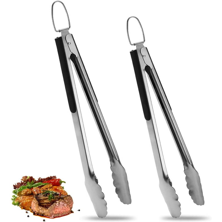 12 Inch One Hand Operation Cooking BBQ Tongs Stainless Steel