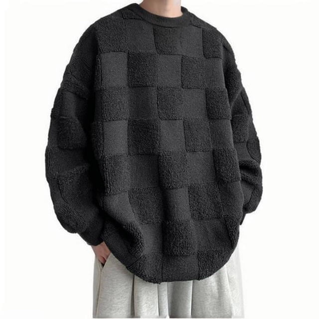 JMYHOAM Chandails pour Hommes Couleur Unie Motif Intensification Chaud Col Rond Chandail de Base Blouse,m-TTTG