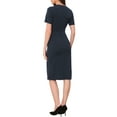 thumbnail image 3 of INSPIRE CHIC Work Dresses for Women Crew Neck Short Sleeve Business Office Sheath Wrap Dress 2025 XS Royal Blue, 3 of 6