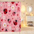 thumbnail image 2 of Erosebridal Retro Ladybug Shower Curtain 72Wx72L,Cartoon Daisy Floral Bathroom Curtain,Pink White, 2 of 5