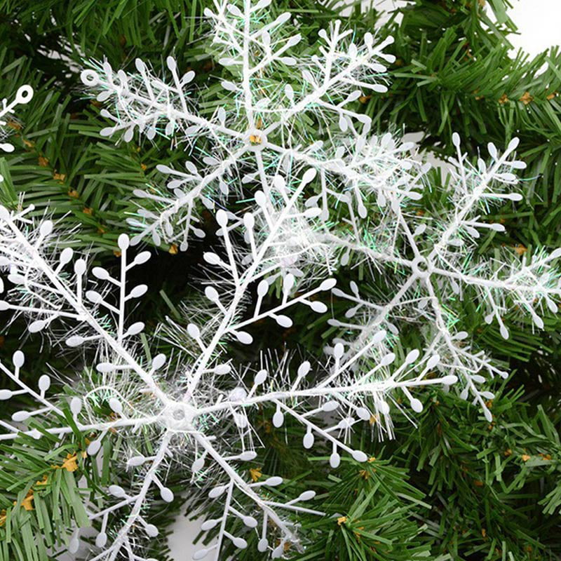 12/30/60Pcs White Classic Snowflake Ornaments Home Christmas Tree Party Decors 