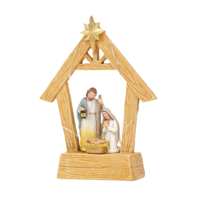 Escena del nacimiento de Jesús María Jesús con pesebre Miniaturas Accesorios Figura de la Sagrada Familia Resina Escenas de mesa navideñas
