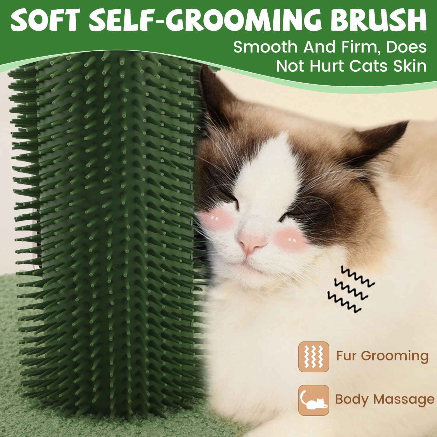 30" Tall Cat Scratching Post with Self Groomer Cat Brush, Sisal Scratch Posts with Removable Cat Teaser, Kitten Claw Scratch 4 Dangling Toy Balls, Cat Scratcher Post for Indoor Cats and Kittens