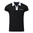 thumbnail image 3 of MRULIC polo shirts for men Male Summer Solid Print T Shirt Turn Down Collar Short Sleeve Tops T Shirt Men Polo Shirts Black + L, 3 of 5