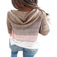 thumbnail image 2 of Chandails de Mode pour Femmes Manches Longues Hiver Automne Col en V Patchwork à Capuche Décontracté Ample Pull-Over Grande Taille, 2 of 10