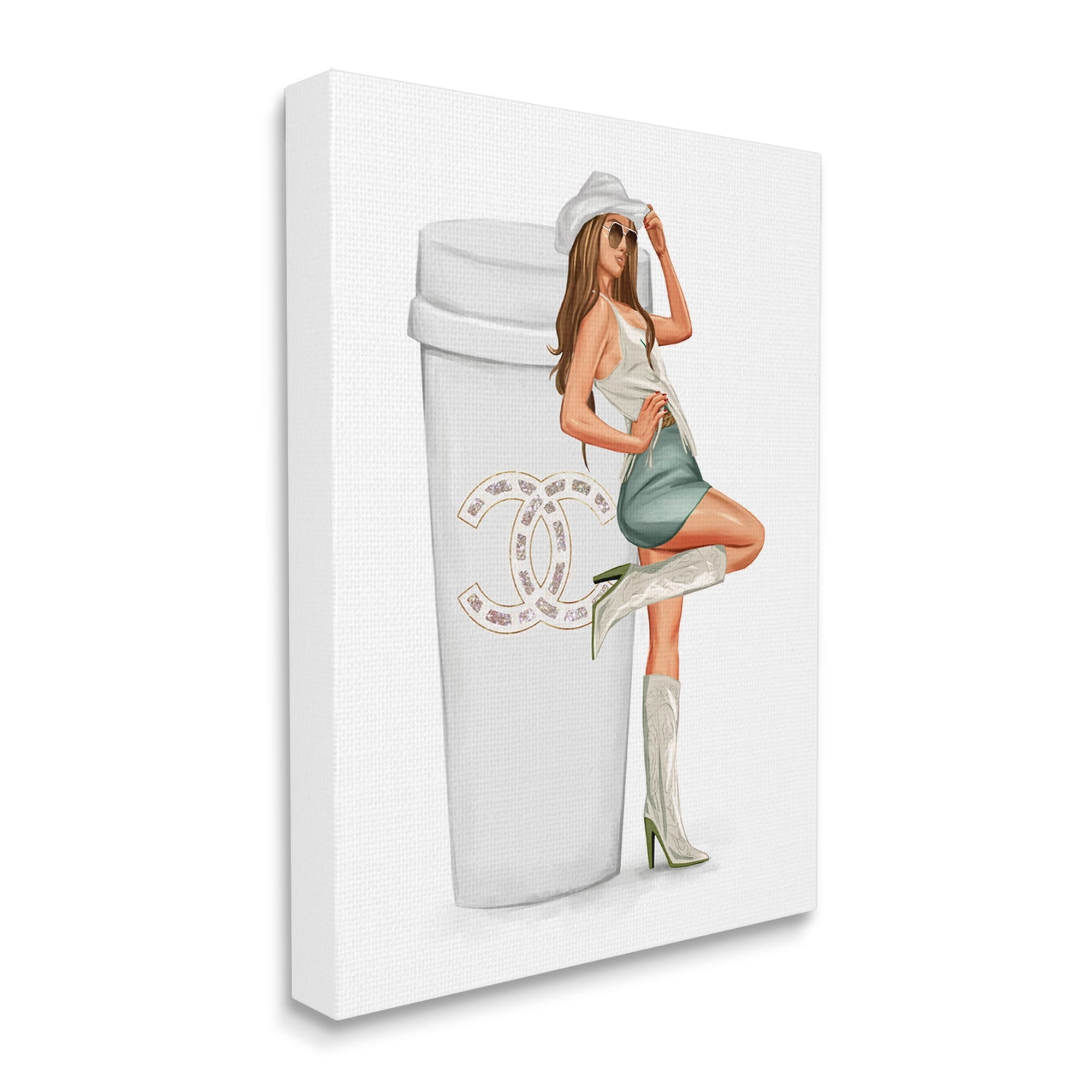 Stupell Industries Glam Cowgirl Fashion Coffee Cup Beauty & Fashion Painting Gallery Wrapped Canvas Print Wall Art