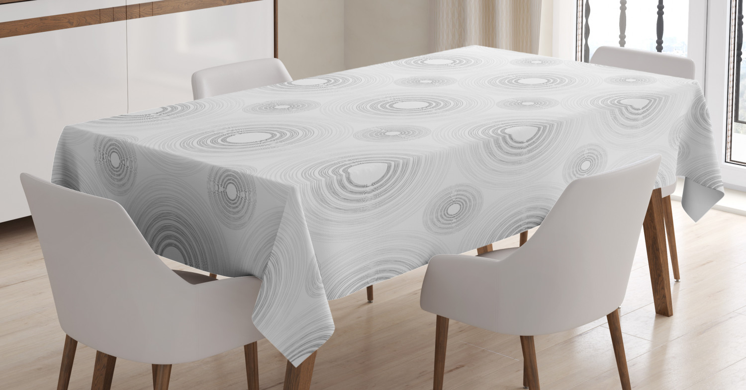 Grey Decor Tablecloth, Spiral Contoured Diagonal Circular Small and