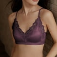 thumbnail image 2 of Bxsruta Wirefree Lace Bralette for Women Comfort Lightly Padded Wireless Bra Seamless Thin Straps V Neck, 2 of 8
