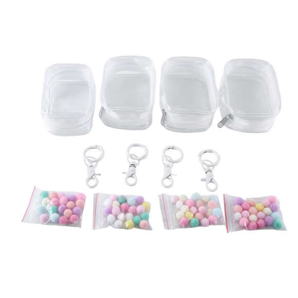 4PCS Jewelry Organizer Transparent Storage Box Pouch Box Keychain Bag Storage Case Thicken Wallet Cute Doll Bag, B